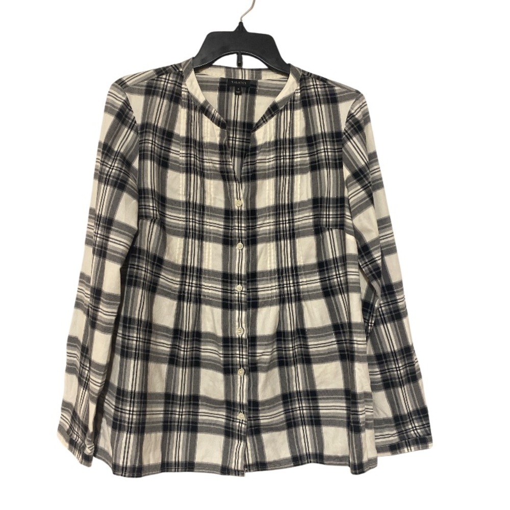 Talbots Checker Plaid Button Down Tunic Blouse - … - image 1